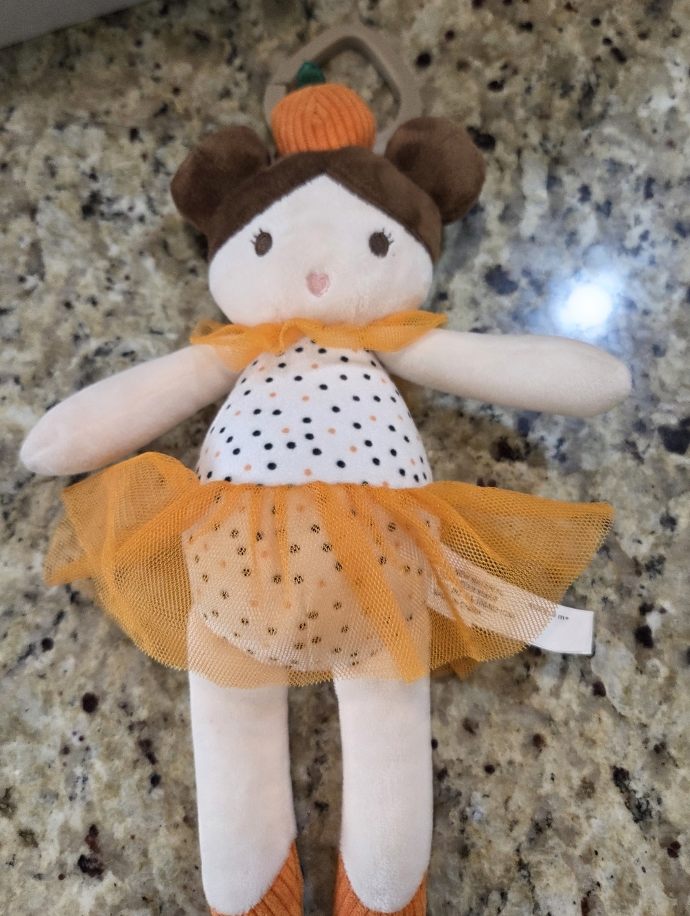 Dream Gro Halloween Plush Doll Baby Lovey Clip On Tutu Dress Orange Pumpkin Fall